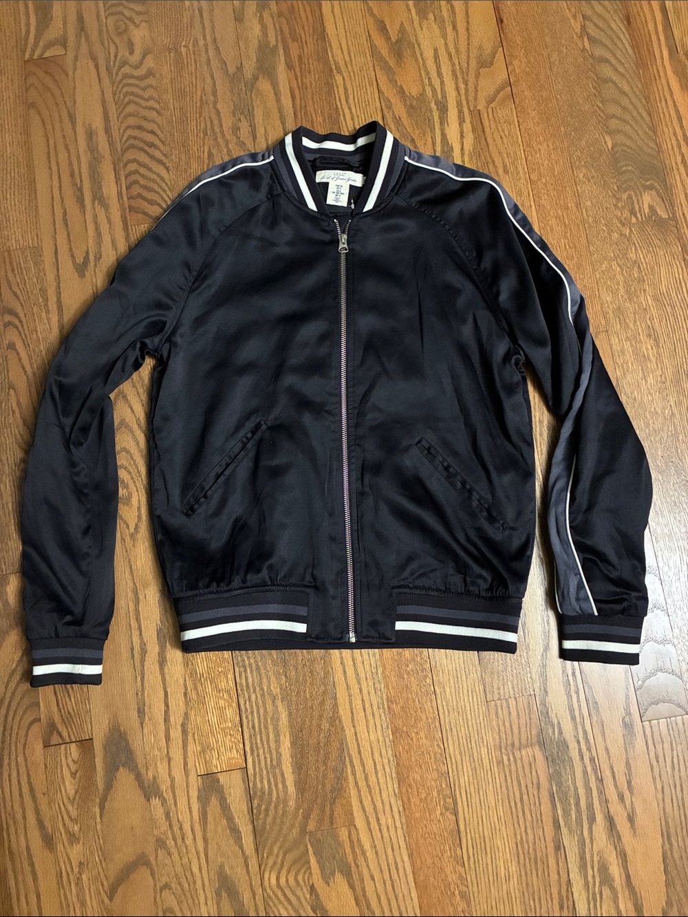 Women’s  blue  Bomber Jacket with Stripe Trim